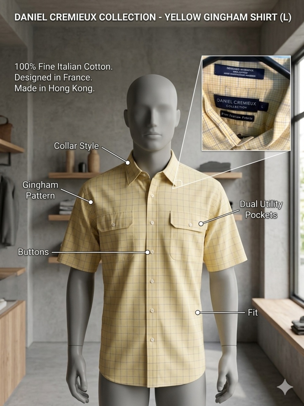 Daniel Cremieux Yellow Gingham Short-Sleeve Button-Down Shirt
